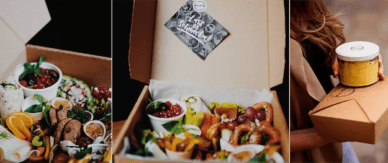 Une boîte à emporter avec différents finger foods