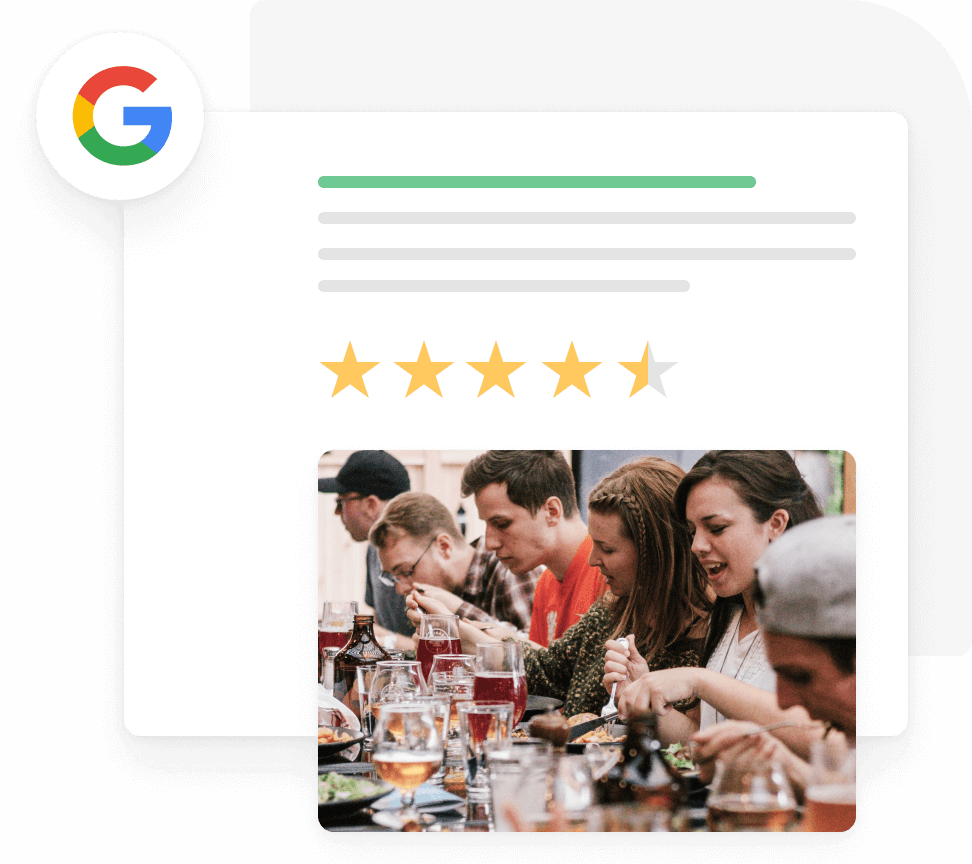 La recensione di Google con una foto del ristorante