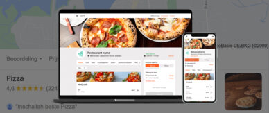 Un ordinateur portable et un smartphone avec un guide de commande de plats en ligne
