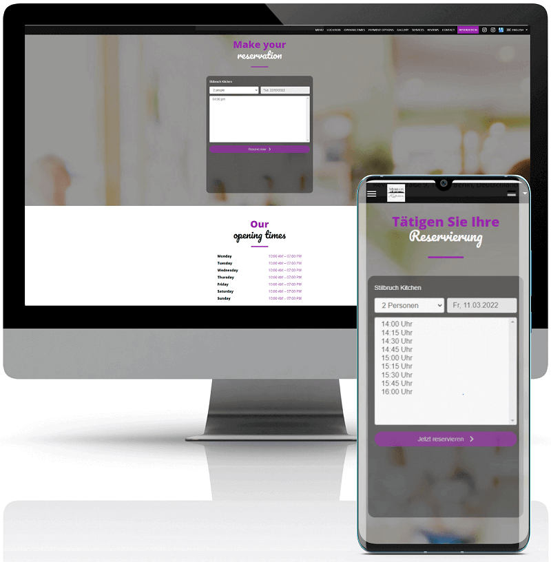 Gastronomie Reservierungssystem für dein Restaurant - DISH Reservation Frontend-Ansicht