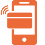 Un pictogramme pour le paiement sans contact avec un smartphone et une carte de crédit