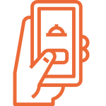 Un pictogramme représentant une main tenant un smartphone