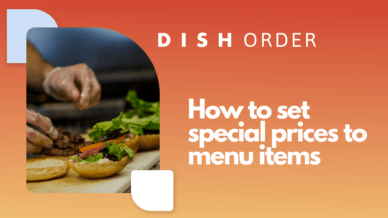 Vorschaubild für das Video DISH Order How to set special prices to menu items und einem Burger der zubereitet wird